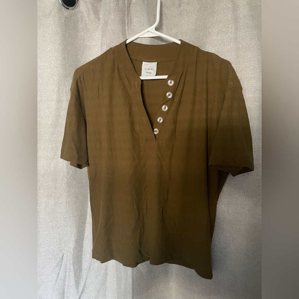 Varley Kasey Mock Placket Rib Tee
